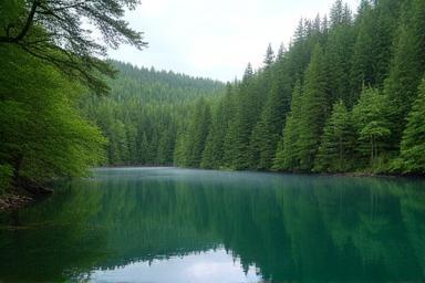 Tranquil forest lake location